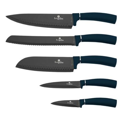Набор ножей с магнитной подставкой Berlinger Haus Metallic Line Aquamarine Edition BH 2537 - 6 предметов