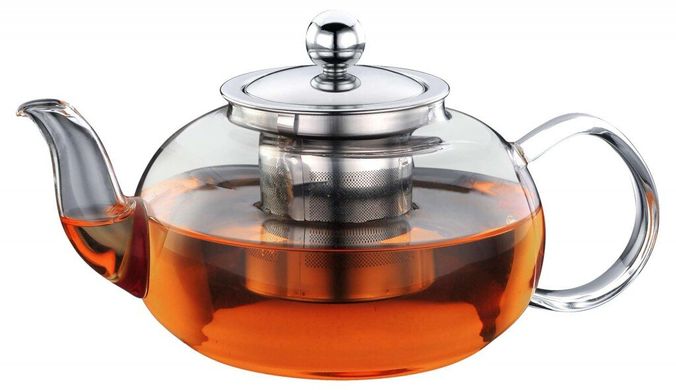 Чайник для заварювання скляний Con Brio СВ-6060 - нерж сталь, 600мл, Металік