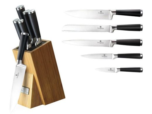 Набір ножів на дерев'яній підставці Berlinger Haus Black Royal BH-2425 - 6 предметів