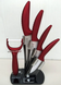 Набор керамических ножей с овощечисткой на прозрачной подставке Royalty Line - 6пр/красный/бордо