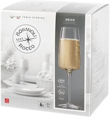Набір келихів для шампанського Bormioli Rocco Nexo Flute (365752GRC021462) - 240 мл, 6 шт