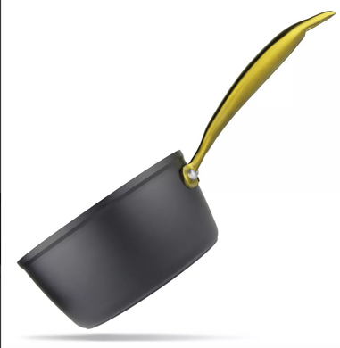 Премиальный набор посуды черного цвета с золотистыми ручками кастрюли/сковородка/ковшик