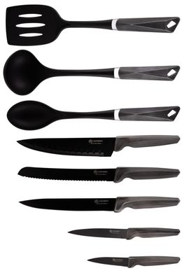 Набір ножів + кухонні прилади в колоді EDENBERG EB-7811 сірий