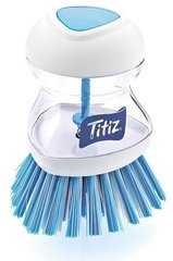 Щетка для мытья посуды с емкостью для моющего средства Titiz Plastik TP-110-LB - 8 см (голубая)