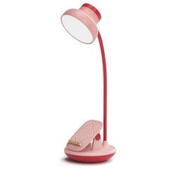 Лампа настільна з підставкою для телефона з акумулятором і USB лампа гнучка сенсорна 2 Вт GL-565 Рожевий