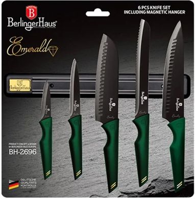 Набор ножей с магнитной планкой Berlinger Haus Emerald Collection BH-2696 - 6 предметов