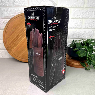Набор ножей с подставкой Bohmann BH 6165 - 6 пр, коричневый