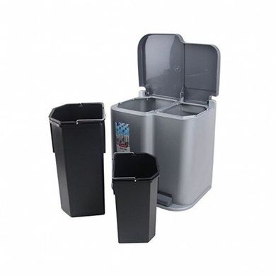 Відро для сміття з двома контейнерами DUO BIN Curver 04027 - 21л, Металік