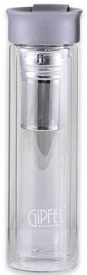 Пляшка для води з фільтром із боросилікатного скла GIPFEL MARTINO 8346 - 350 мл, сіра