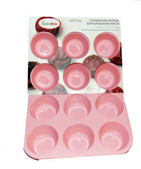 Силіконова форма для 12 кексів Con Brio CB-672 - рожева, 29,4х22,3х3 см, Рожевий