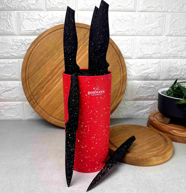 Набір ножів з підставкою Bohmann BH 6165 - 6 пр, червоний