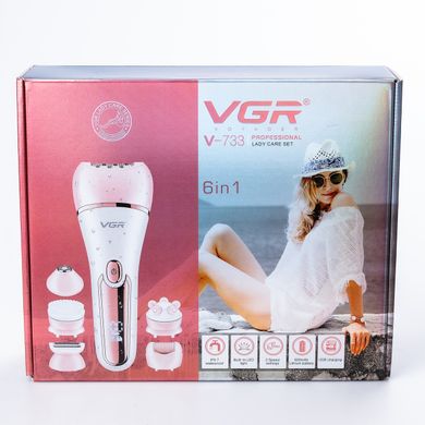 Епілятор акумуляторний для обличчя та тіла жіночий 6 в 1 VGR домашній тример для видалення волосся USB VGR V-733
