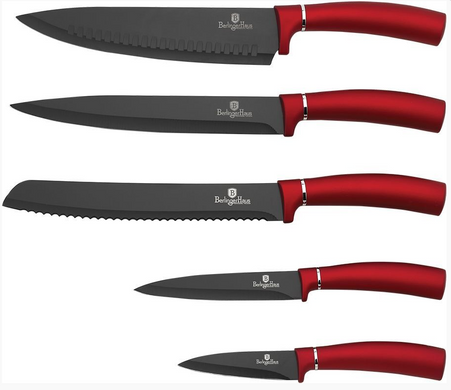 Набор ножей с подставкой Berlinger Haus Metallic Line BURGUNDY Edition BH 2519 - 6 предметов