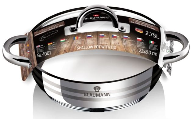 сотейник з скляною кришкою Blaumann Gourmet Line BL-1002 - 2.75 л (22 см)