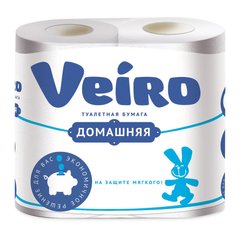 Бумага туалетная Veiro "Домашняя" 2-слойная, 4шт., тиснение, белая