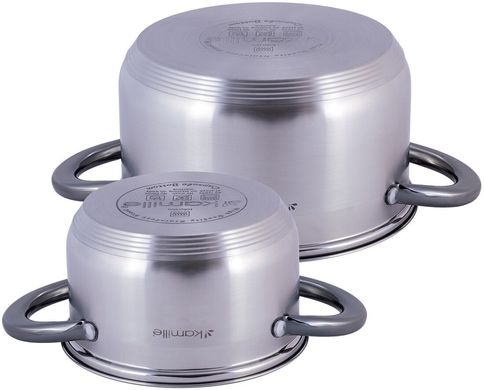 Набор кастрюль из нержавеющей стали для газа для приготовления пищи для индукции Kamille KM-4925 - 4 предмета