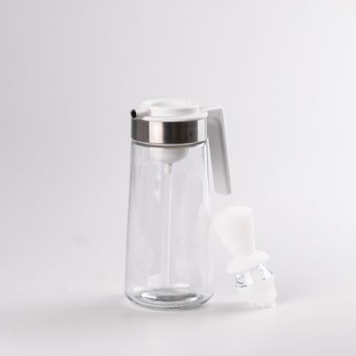Пляшка для олії скляна 2 в 1 з корком і силіконовим пензликом 320 мл