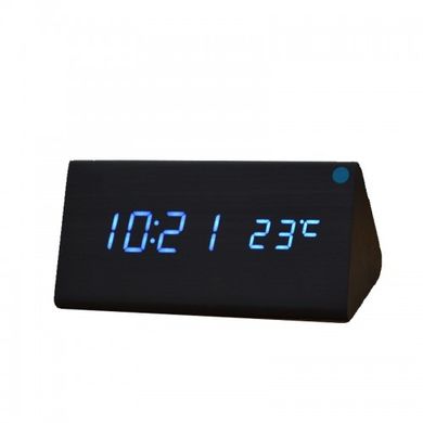 Настольные часы с будильником от сети и батареек VST VST-861-5 - синяя подсветка