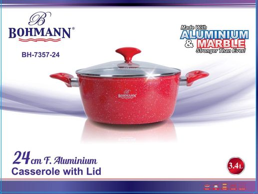 Каструля з мармуровим покриттям Bohmann BH 7357-24 red - 3.4 л, 24 см