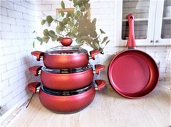 Набір посуду O. M. S Collection (Туреччина) з а/п покриттям з 7-ми (4/3) предм3017 червоний