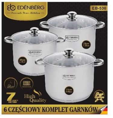 Набір посуду великі каструлі Edenberg EB-530 - 5.7/7.3/9л