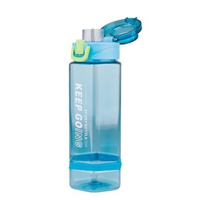 Бутылка для воды на 760 мл фляга прозрачная для напитков с дозатором и ремешком Синий