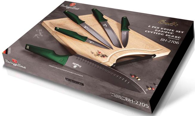 Набір ножів з дошкою Berlinger Haus Emerald Collection BH-2706 - 6 предметів