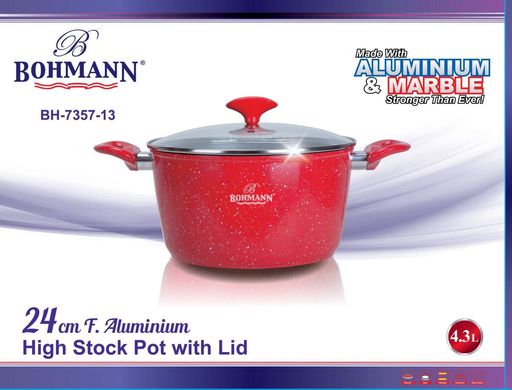 Кастрюля с мраморным покрытием Bohmann BH 7357-13 red - 4.3 л, 24 см