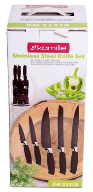 Набір ножів з нержавіючої сталі на акриловій підставці Kamille KM-5131B - 6 предметів