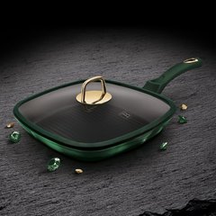 Сковорода-гриль зі скляною кришкою Berlinger Haus Emerald Collection Metallic Line BH-6051 - 28 см х 28 см х 4,1 см