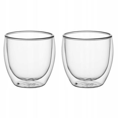 Набір скляних склянок з подвійними стінками Kamille KM-9011 - 2 шт, 250 мл