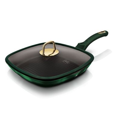 Сковорода-гриль зі скляною кришкою Berlinger Haus Emerald Collection Metallic Line BH-6051 - 28 см х 28 см х 4,1 см