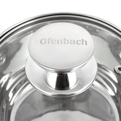 Набор кастрюль Ofenbach из нержавеющей стали 8 предмета для индукции и газа(1.1л, 1.7л, 2.4л, 3.4л) KM-100004