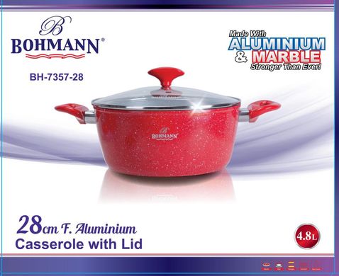 Кастрюля с мраморным покрытием Bohmann BH 7357-28 red - 4.8 л, 28 см