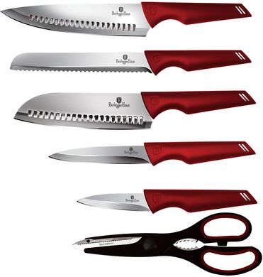 Набір ножів із підставкою Berlinger Haus Metallic Line Burgundy Edition BH-2790 - 7 предметів