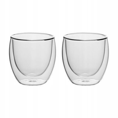 Набір скляних склянок з подвійними стінками Kamille KM-9013 - 2 шт, 100 мл