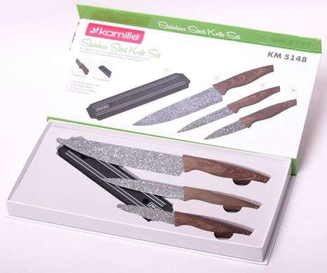 Набор кухонных ножей на магнитной планке Kamille KM-5148B - 4 предмета