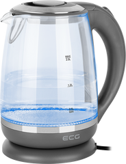 Электрочайник стеклянный ECG Gray Glas RK 2020 - 2 л, 2200 Вт