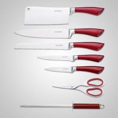 Набір ножів з сокирою Royalty Line RL-804 - 8 пр, червоні, Металік