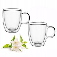 Набор стеклянных чашек с двойными стенками Kamille KM-9001 - 2 шт, 350 мл