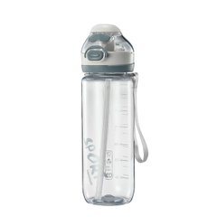 Пляшка для води з трубочкою 720 мл спортивна фляга прозора для напоїв з дозатором Білий