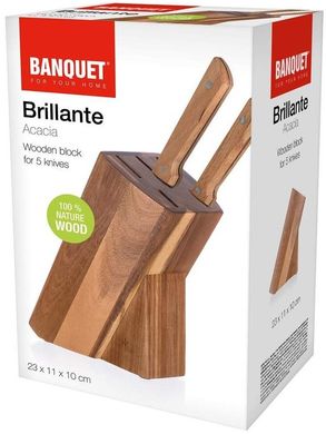 Подставка акациевая для ножей Banquet Brillante 25105121 - для 5-ти ножей