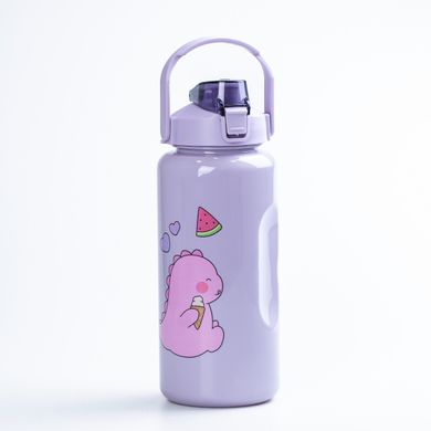 Пляшка для води Дракоша набір 3в1 з дозатором 0.5л 0.9л 0.2л Фіолетовий