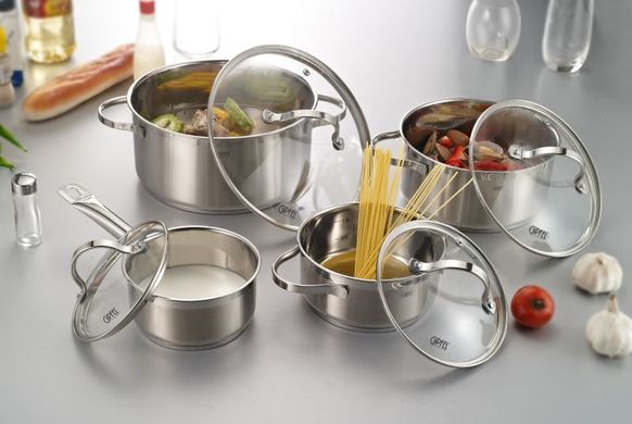 Набір посуду зі скляними кришками GIPFEL VICTORY 1551 - 8 предметів