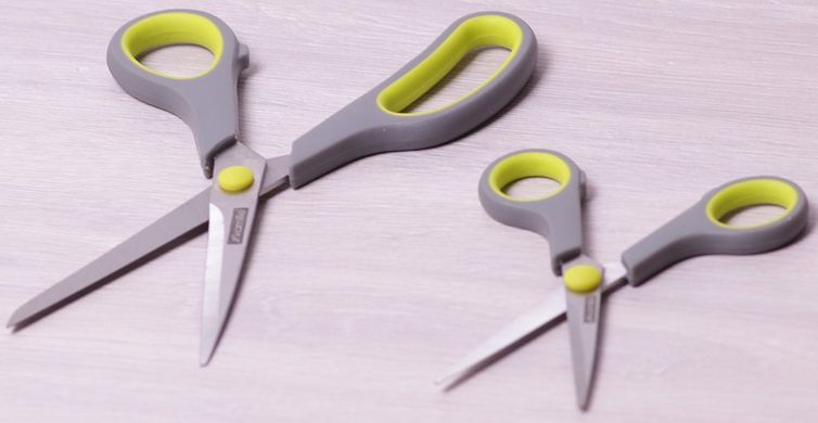 Ножницы универсальные из нержавеющей стали с пластиковыми ручками Kamille KM-5180 - 2 пр (14см; 21.5см)