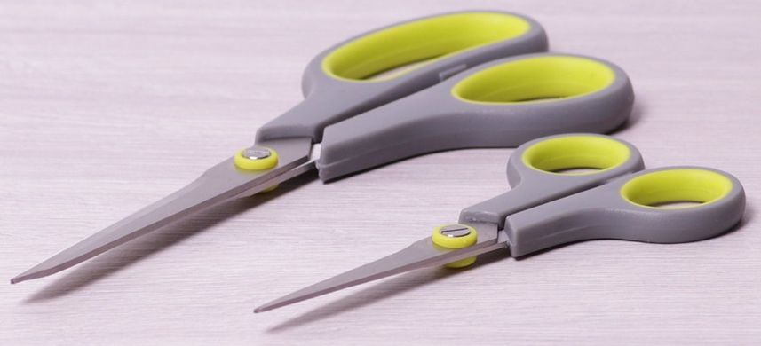 Ножиці універсальні з нержавіючої сталі із пластиковими ручками Kamille KM-5180 - 2 пр (14см; 21.5см)