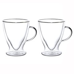 Набір скляних чашок із подвійними стінками Kamille KM-9005 - 2 шт, 300 мл