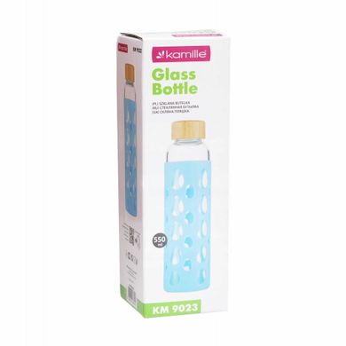 Пляшка для води скляна в силіконовому чохлі Kamille KM-9023 - 550 мл