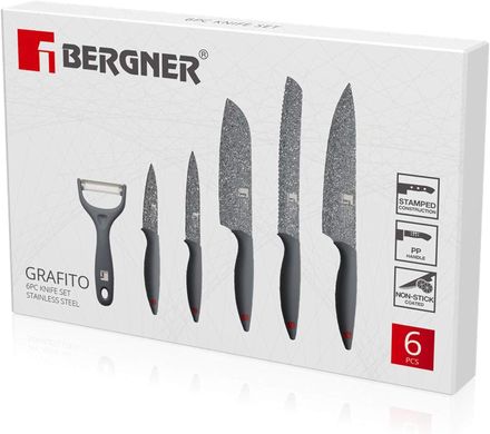 Набір кухонних ножів Bergner Star (BG-39325-GY) - 6 предметів