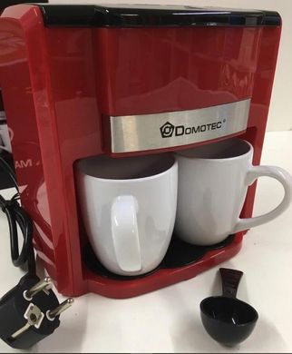 Кофеварка с двумя чашами Domotec MS-0705, красная